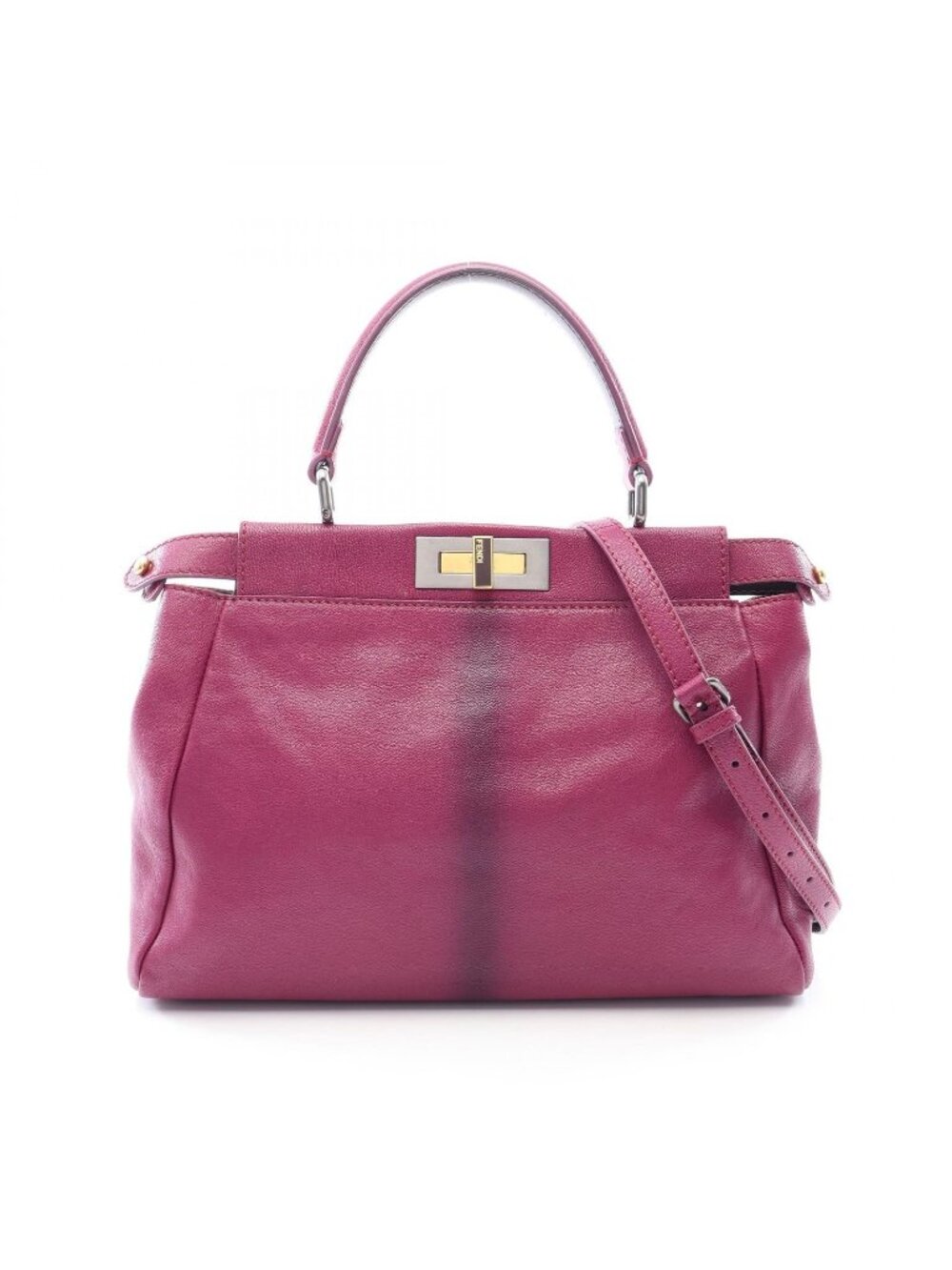 Fendi Handbag Peekaboo Regular 2-Way Purple Leather